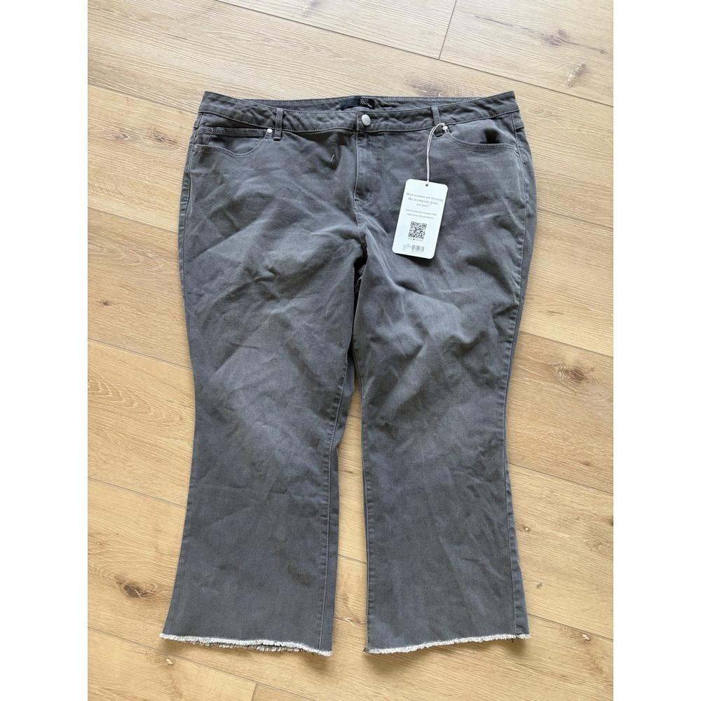 1822 denim black high rise Demi boot jeans‎ size 24W Raw Hem NWT